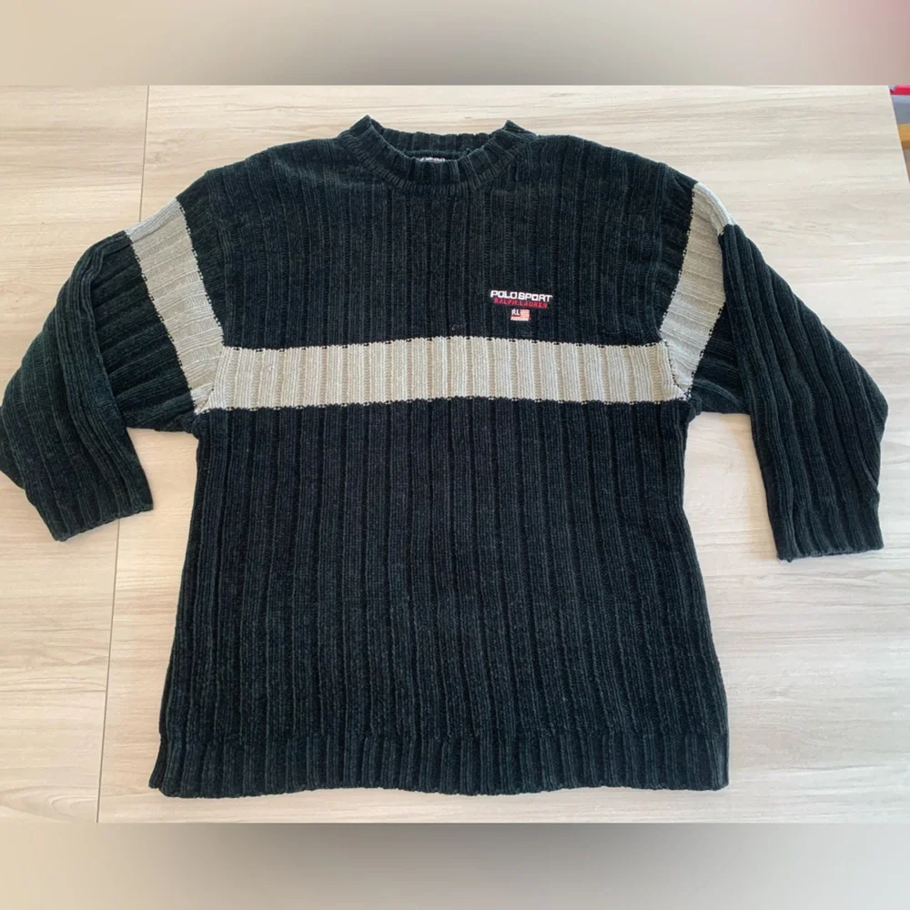 Vintage Polo‎ Sport Ralph Lauren Crewneck Knit Sweater Men’s XL Black/Grey
